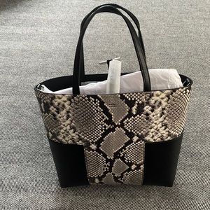 NEW Tory Burch Block-T Snake Embossed Leather Tote